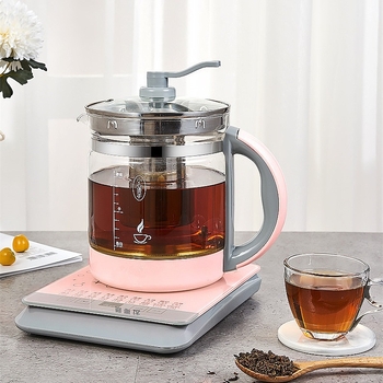Ceainic de wellness multifuncțional cu corp din sticlă, panou tactil din sticlă, menținere temperatură presetată, fierbere ceai, capacitate 1,5–2 L, 800 W