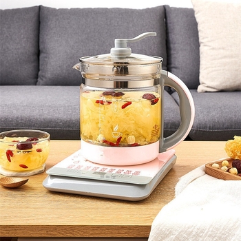 Ceainic de wellness multifuncțional cu corp din sticlă, panou tactil din sticlă, menținere temperatură presetată, fierbere ceai, capacitate 1,5–2 L, 800 W