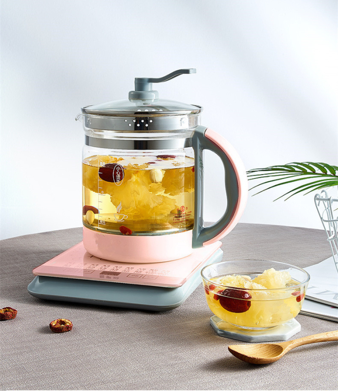 Ceainic de wellness multifuncțional cu corp din sticlă, panou tactil din sticlă, menținere temperatură presetată, fierbere ceai, capacitate 1,5–2 L, 800 W