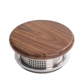 Capac plat din lemn de nuc cu filtru de apă bidirecțional pentru ceainic de apă rece — oțel inox 304, inel de silicon încorporat