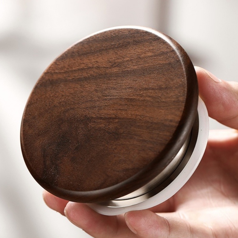Capac plat din lemn de nuc cu filtru de apă bidirecțional pentru ceainic de apă rece — oțel inox 304, inel de silicon încorporat