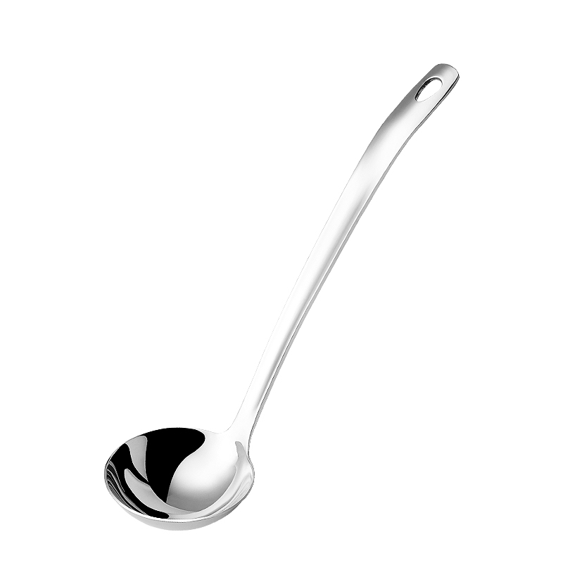 Lingură de supă din oțel inoxidabil 304 cu sită, funcție duală, mâner lung, pentru oale