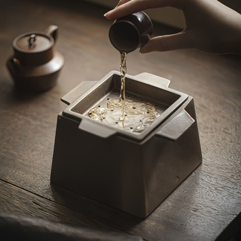 Yinchuantang set Kung Fu de ceai: vas pentru infuzie uscată, recipient ceramic gros pentru apă, accesorii pentru ceremonia ceaiului, bol de apă