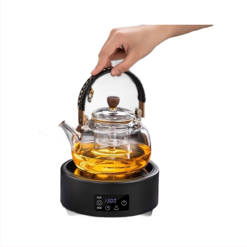 Set de ceainic ceramic electric pentru uz casnic, cu ceainic din sticlă rezistentă la temperaturi