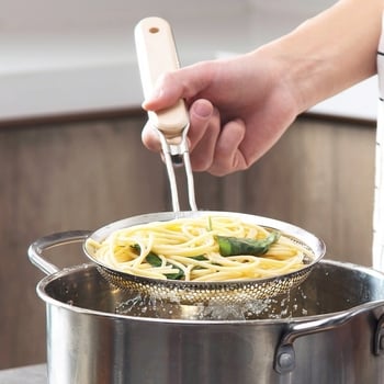 Lingură-filtru din oțel inoxidabil, mare, pentru hot pot și prăjit, sită groasă și adâncă