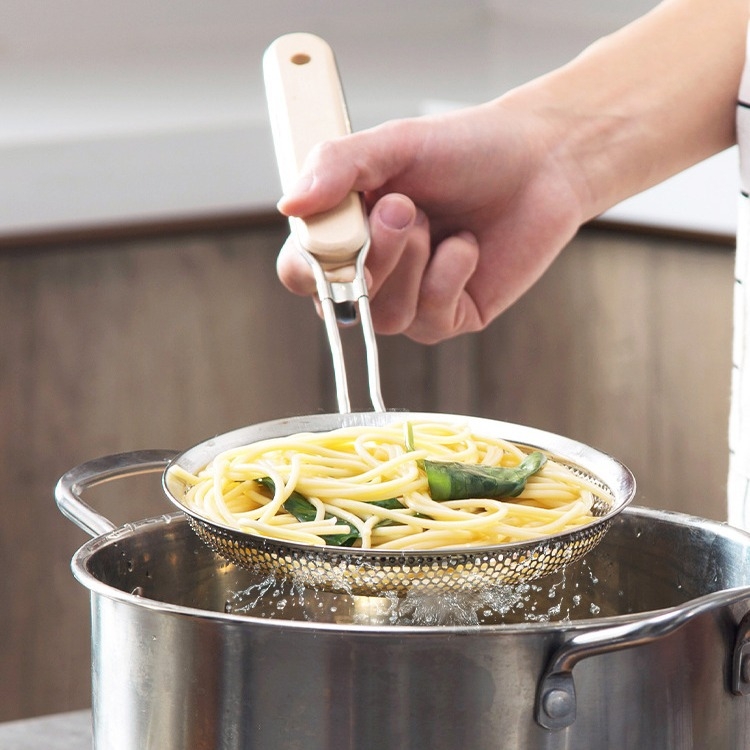 Lingură-filtru din oțel inoxidabil, mare, pentru hot pot și prăjit, sită groasă și adâncă