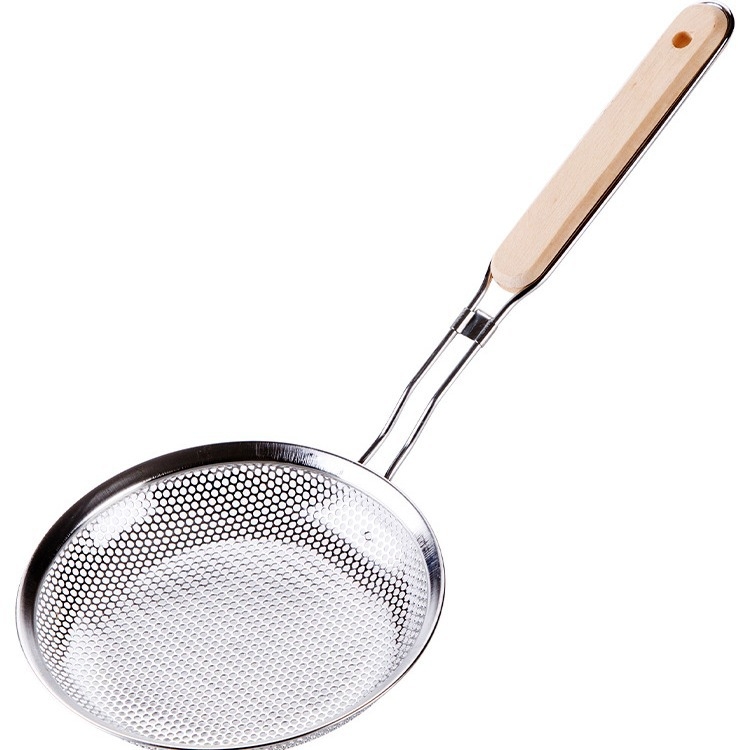 Lingură-filtru din oțel inoxidabil, mare, pentru hot pot și prăjit, sită groasă și adâncă
