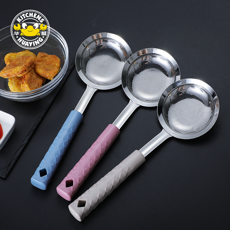 HUAYING Lingură-filtru din oțel inoxidabil 304 pentru bucătărie, filtrare ulei, filtrare lapte de soia, prăjit, strecurare, multifuncțională
