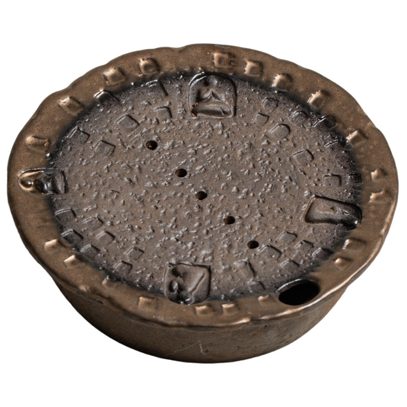 Suport ceramic circular pentru ceainic, stil Dunhuang Zen, set ceai cu tavă pentru stocare apă și drenaj