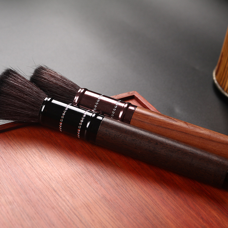 Accesorii pentru ceremonia ceaiului: perie de întreținere a ceainicului și perie pentru tava de ceai, ebony și rosewood