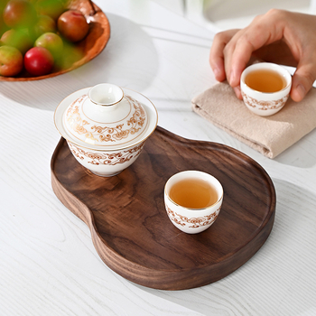 Tava de ceai din nuc negru cu suport pentru ceainic, stil chinezesc, lemn masiv, accesorii pentru ceai, tavă izolatoare termică, decor pentru casă