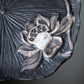 Tavă de ceai ceramică mică, în formă de frunză de lotus, stil retro, suport pentru ceainic, set Kung Fu de ceai, infuzare uscată