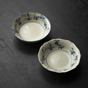 Moji suport ceramic pentru ceainic, albastru deschis și alb, pictură manuală, accesorii pentru ceremonia ceaiului, farfurie circulară ceramică pentru servire acasă