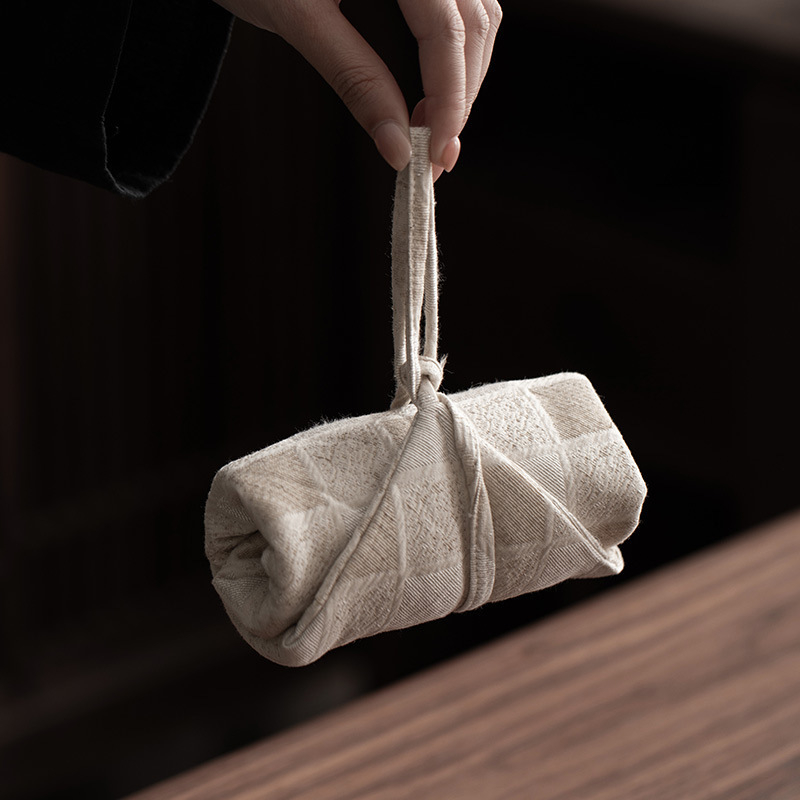 Protector Zen pentru ceașca de ceai din bumbac-lin, protecție anti-șoc, covoraș mic pentru ceai și accesorii pentru ceremonia ceaiului
