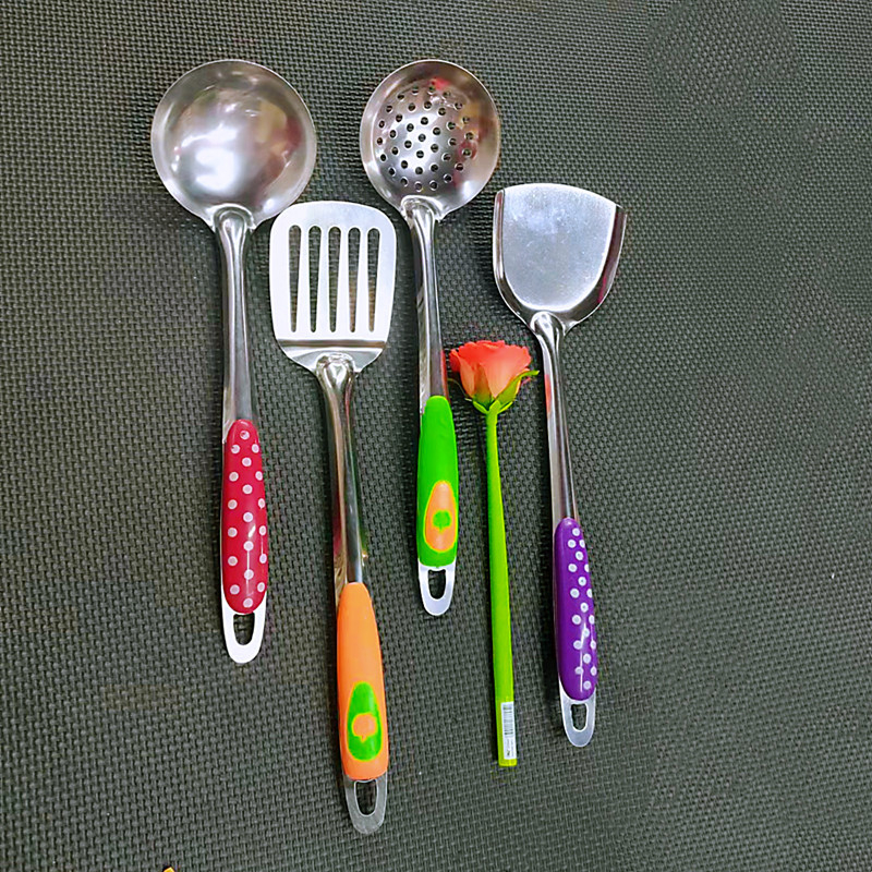 Unelte de bucătărie din oțel inoxidabil: spatulă pentru gătit, spatulă pentru prăjit, strecurătoare de supă