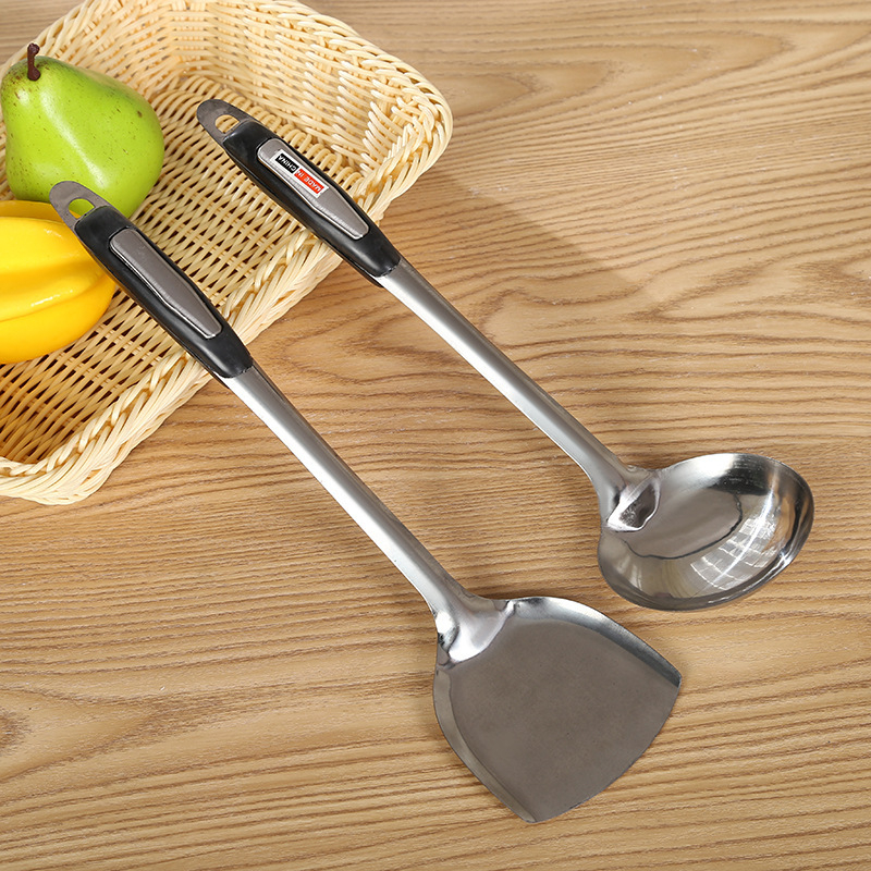 Unelte de bucătărie din oțel inoxidabil: spatulă pentru gătit, spatulă pentru prăjit, strecurătoare de supă