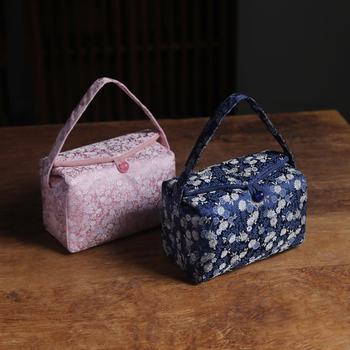 Erya Set de ceai floral, în husă de voiaj: ceainic, recipient pentru ceai și cești — un ceainic și două cești