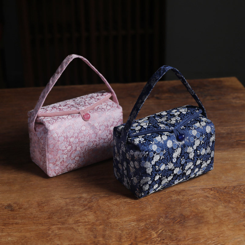 Erya Set de ceai floral, în husă de voiaj: ceainic, recipient pentru ceai și cești — un ceainic și două cești