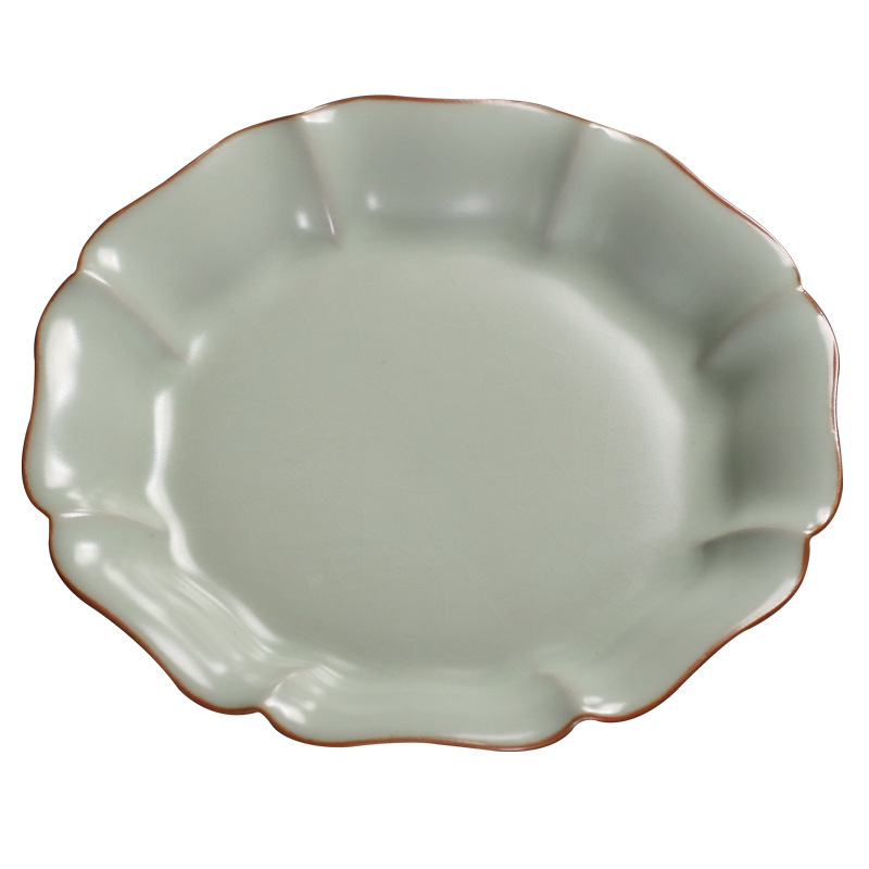 Set ceramic Tianqing Ruyao pentru ceremonia ceaiului, tavă uscată, covoraș pentru ceai și suporturi pentru cești