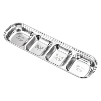 Castron pentru dips în stil coreean din oțel inoxidabil 304, cu două sau trei compartimente, potrivit pentru grătar, oală de hot pot, condimente uscate, sosuri, kimchi și garnituri mici pentru uz casnic