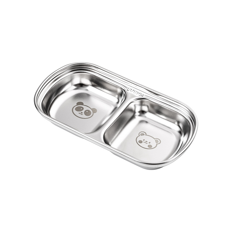 Castron pentru dips în stil coreean din oțel inoxidabil 304, cu două sau trei compartimente, potrivit pentru grătar, oală de hot pot, condimente uscate, sosuri, kimchi și garnituri mici pentru uz casnic