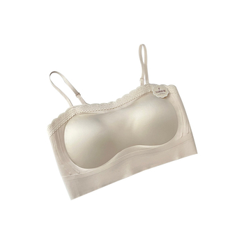 Ljetni bezrameni bustier s čipkastim rubom i satenskim završetkom