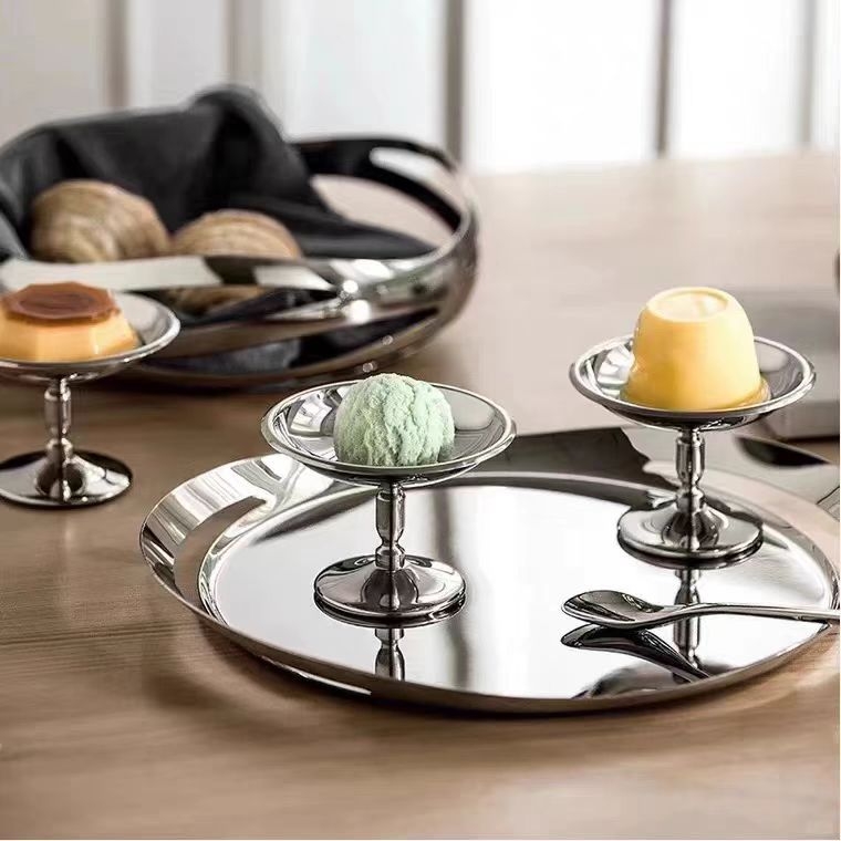 Pahare de desert cu bază în stil nordic din oțel inoxidabil 304, pentru budincă, deserturi și înghețată (101–200 ml)