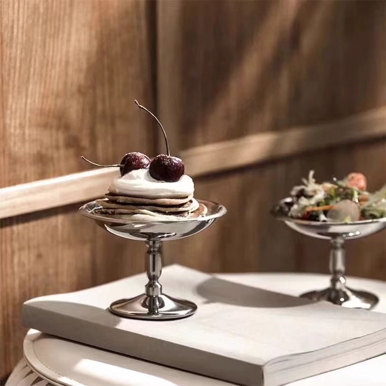 Pahare de desert cu bază în stil nordic din oțel inoxidabil 304, pentru budincă, deserturi și înghețată (101–200 ml)