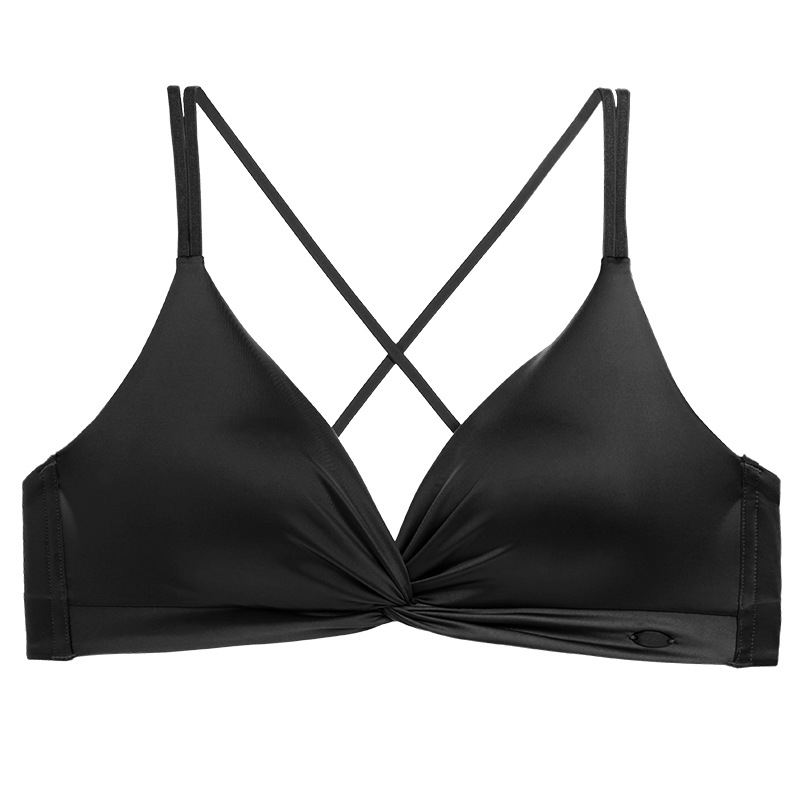 527 Seksi satenski tanak push-up grudnjak bezšavni s trokutastim košaricama, bez žice