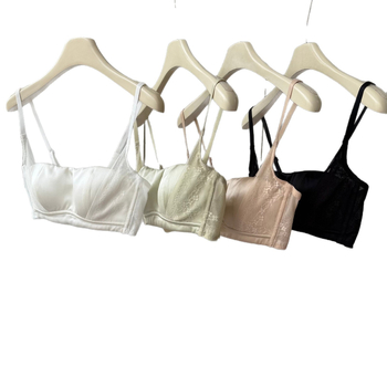 Strapless grudnjak od svile 16 momme, ravni dekolte s čipkastim obrubom, podesiv, bez žice