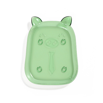 Farfurie din plastic cu design animat de purceluș pentru gustări, fructe și deserturi, diametrul 14 cm, formă neregulată, stil proaspăt și drăguț