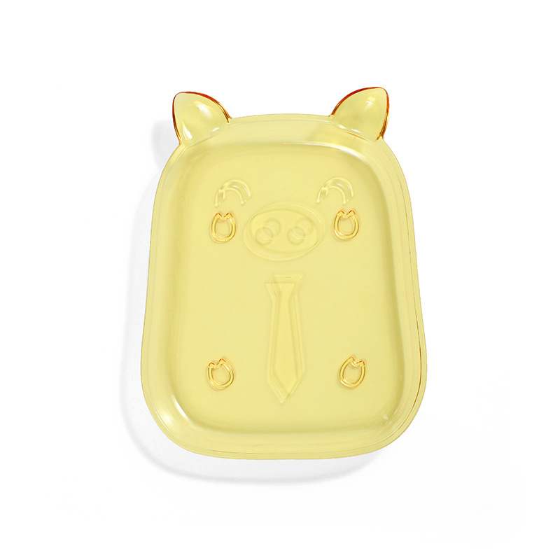 Farfurie din plastic cu design animat de purceluș pentru gustări, fructe și deserturi, diametrul 14 cm, formă neregulată, stil proaspăt și drăguț