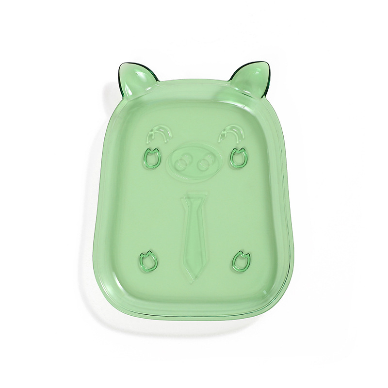 Farfurie din plastic cu design animat de purceluș pentru gustări, fructe și deserturi, diametrul 14 cm, formă neregulată, stil proaspăt și drăguț