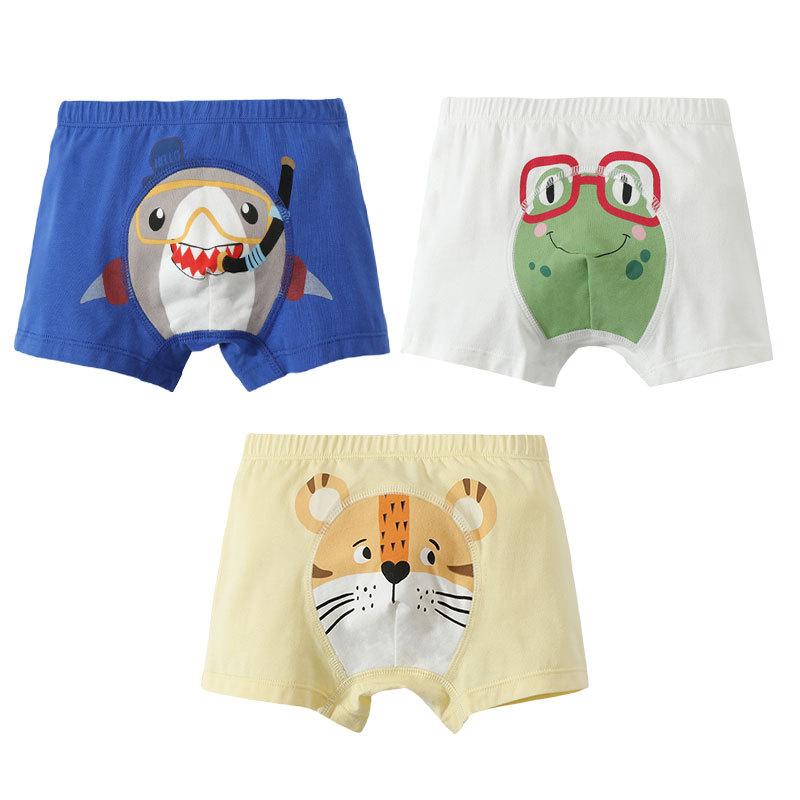 Fiúknák nak szán 100% pamut boxer briefek, három darabos készlet, magas derék, antibakteriális