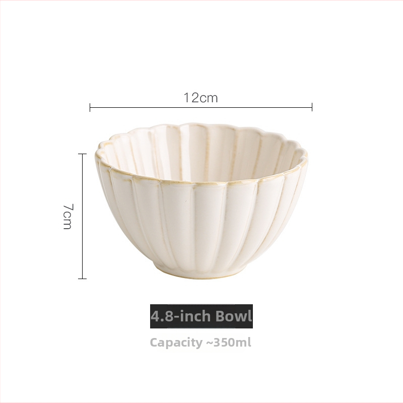 Set ceramic japonez retro cu crizanteme – boluri pentru orez, salată și supă