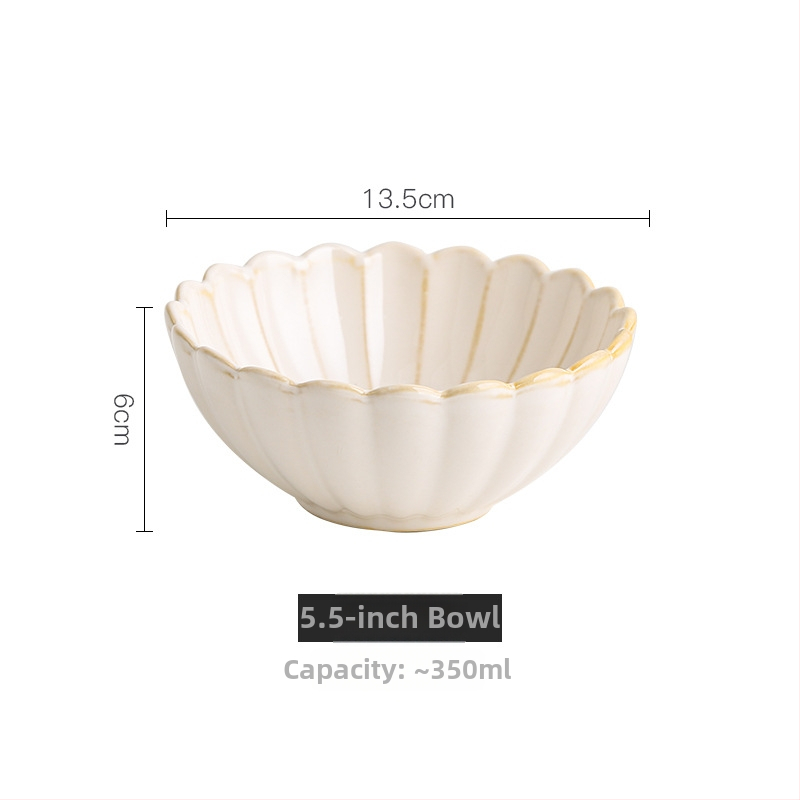 Set ceramic japonez retro cu crizanteme – boluri pentru orez, salată și supă