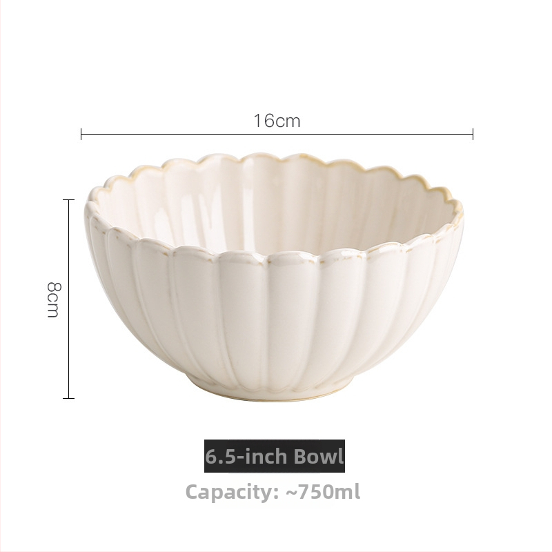 Set ceramic japonez retro cu crizanteme – boluri pentru orez, salată și supă
