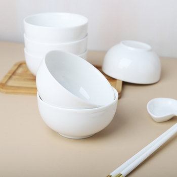 Vas ceramic alb, bol mare pentru noodles și supă pentru hoteluri și restaurante, bol de orez pentru uz casnic, bol cu margine dreaptă anti-arz, logo personalizat