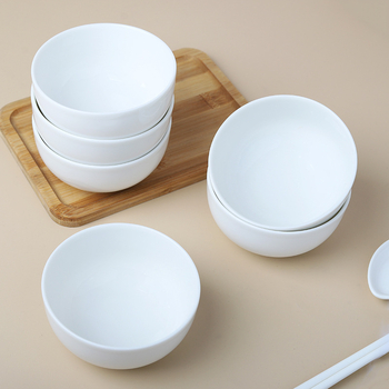 Vas ceramic alb, bol mare pentru noodles și supă pentru hoteluri și restaurante, bol de orez pentru uz casnic, bol cu margine dreaptă anti-arz, logo personalizat