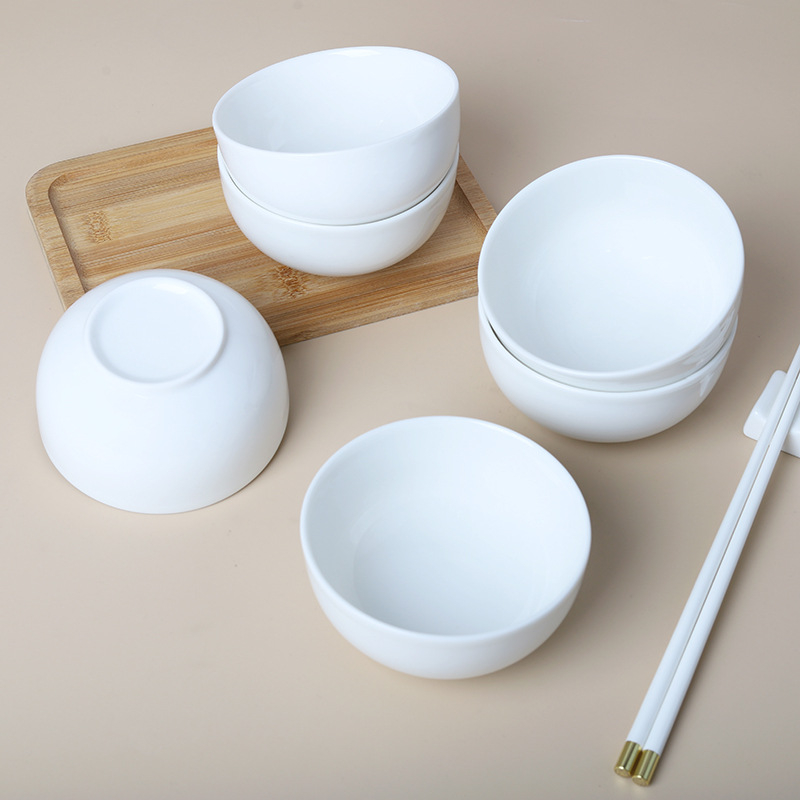 Vas ceramic alb, bol mare pentru noodles și supă pentru hoteluri și restaurante, bol de orez pentru uz casnic, bol cu margine dreaptă anti-arz, logo personalizat