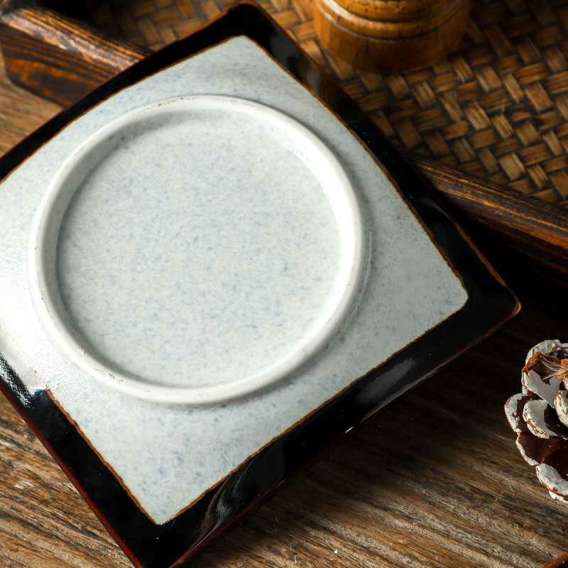 Farfurie japoneză cu model în valuri, pătrată din ceramică pentru sushi și sashimi, pentru uz în restaurante