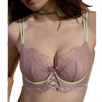 6685 Sutien s memorijskim titanom i mekanim prstenom, Peach Blossom čipka, Mulberry svila, lagan, lijep leđa