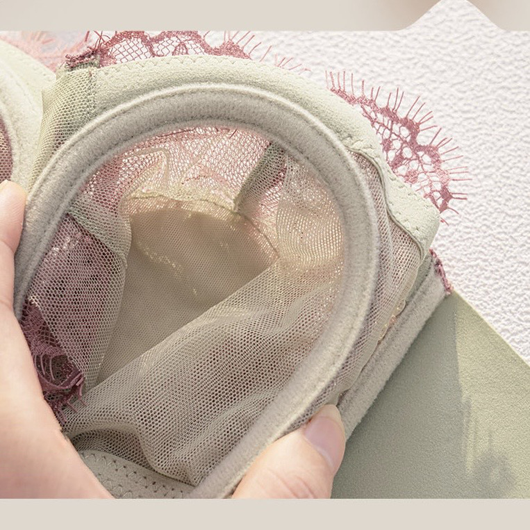 6685 Sutien s memorijskim titanom i mekanim prstenom, Peach Blossom čipka, Mulberry svila, lagan, lijep leđa