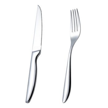 Set tacâmuri din oțel inoxidabil, lustruit oglindit, cuțit și furculiță pentru steak, destinat hotelurilor și restaurantelor occidentale