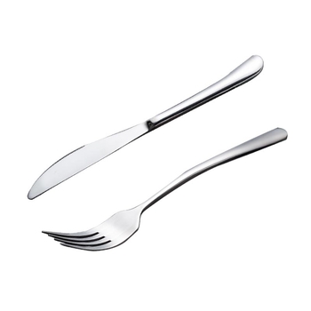 Set în stil european din oțel inoxidabil 304: cuțit pentru steak, furculiță și lingură, cu design îngroșat; versiune de două piese (cuțit și furculiță) sau trei piese (cuțit, furculiță și lingură)