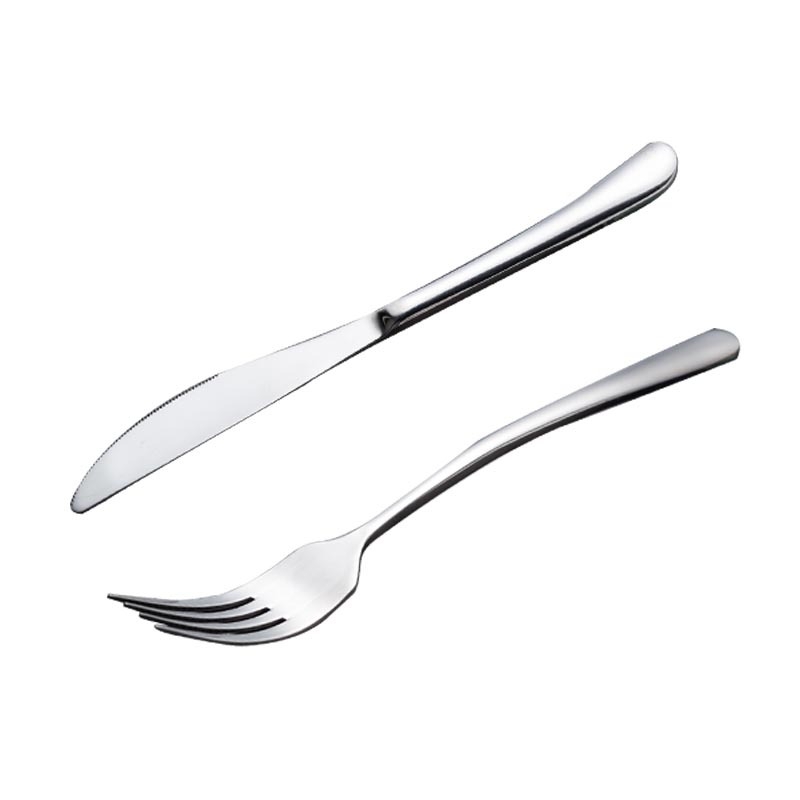 Set în stil european din oțel inoxidabil 304: cuțit pentru steak, furculiță și lingură, cu design îngroșat; versiune de două piese (cuțit și furculiță) sau trei piese (cuțit, furculiță și lingură)