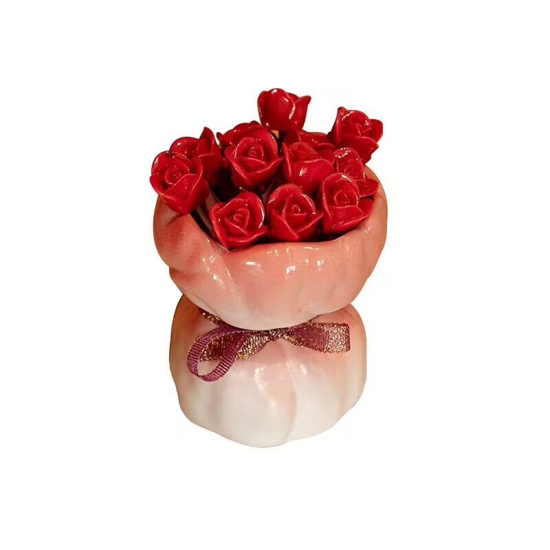 Set de furculițe pentru fructe, în formă de trandafir, pentru uz casnic, furculițe elegante pentru deserturi și torturi, sigure pentru copii, din oțel inoxidabil