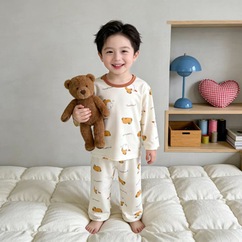 Nyári Lyocell hűsítő gyerekeknek szett, vékony Tencel anyag, 3/4-ujjú pizsama