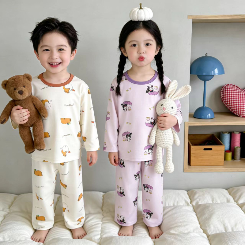 Nyári Lyocell hűsítő gyerekeknek szett, vékony Tencel anyag, 3/4-ujjú pizsama