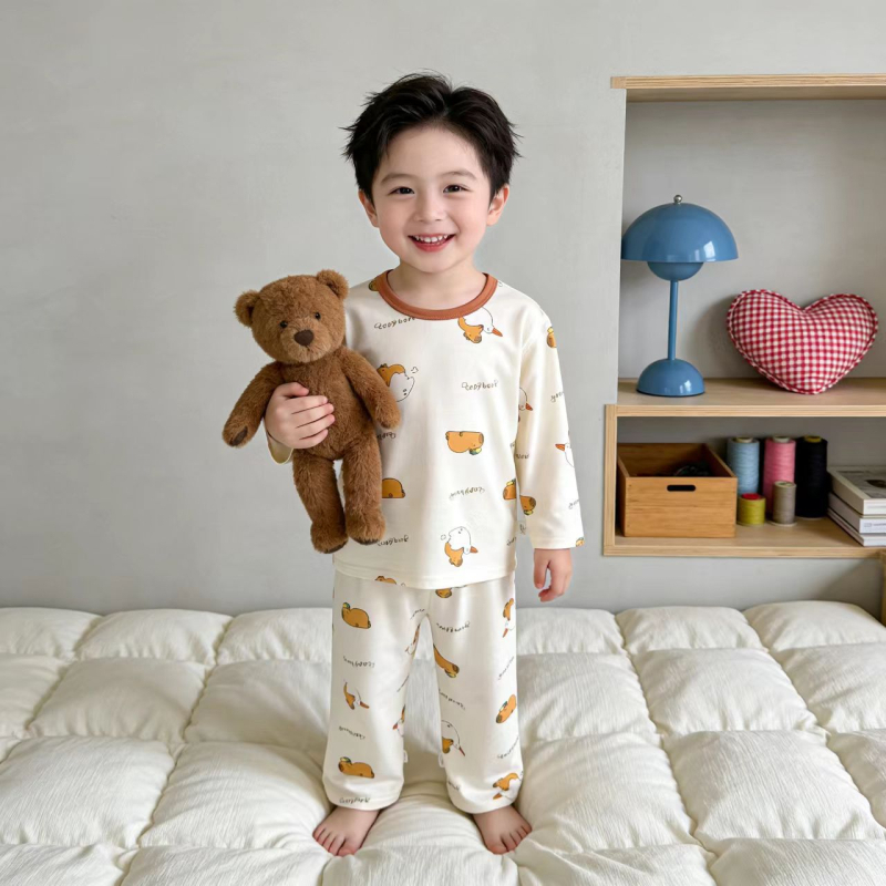 Nyári Lyocell hűsítő gyerekeknek szett, vékony Tencel anyag, 3/4-ujjú pizsama